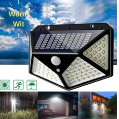 Merkloos Warm Wit Lichtkleur Solar Lamp - 2021 Model - 100 LED Tuinverlichting - Verlichting Op Zonne-energie - IP65 Waterdicht - Buitenverlichting - Buitenlamp Op Solar Verlichting - Bewegingssensor & Nachtsensor - Tuinlamp Op Zonne-energie | -Tuinmeubelseries Winkel 1200x1200 1669