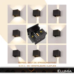 Elumia® Wandlamp Met Bewegingssensor Voor Binnen En Buiten - Zwart - 10x10x10cm - Warm Wit(2700K) - 12W - Industrieel - Waterdicht - LED -Tuinmeubelseries Winkel 1200x1200 1679