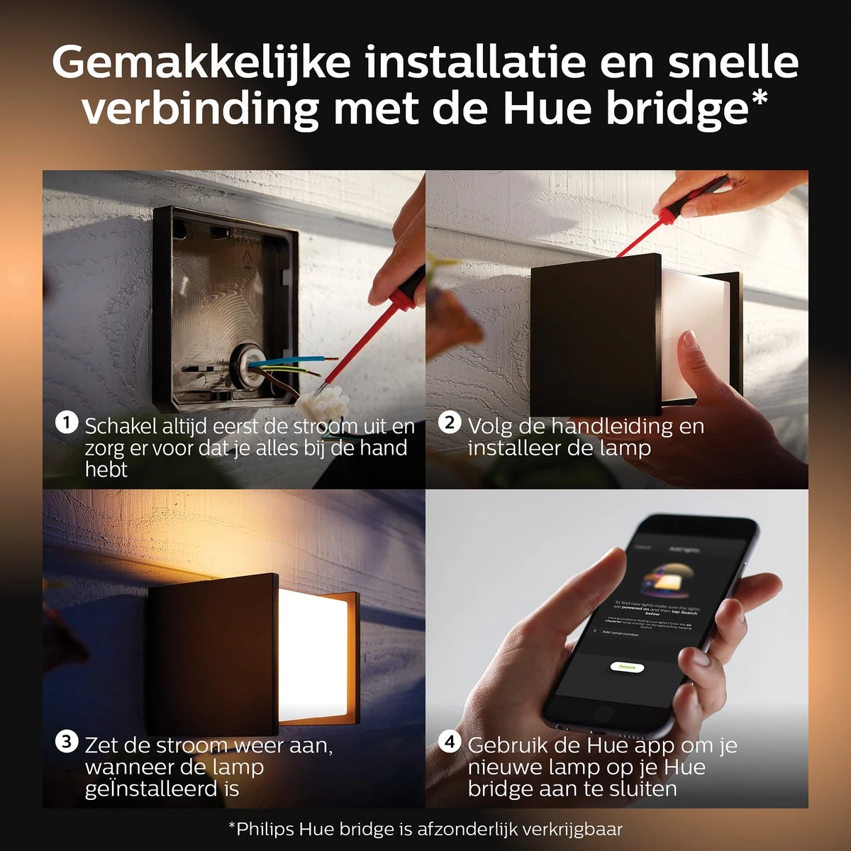 Philips Hue Fuzo muurlamp - warmwit licht - zwart - smal - open Philips Hue Fuzo Muurlamp - Warmwit Licht - Zwart - Smal - Open -Tuinmeubelseries Winkel 1200x1200 1695