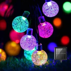 Homèlle Solar Lichtsnoer - 50 LED - 5 + 2 Meter - Multi-color - ø2cm - Tuinverlichting Op Zonne-energie - Kerstverlichting - Buitenverlichting - Lichtslinger - Lampjes Slinger - Cristal
