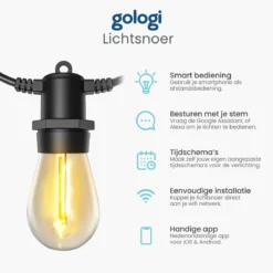 Gologi Lichtsnoer Buiten En Binnen - Lichtslinger 10M - Tuinverlichting LED - Warme Sfeerverlichting 2700K - Smart Verlichting - Koppelbaar Tot 25M 3 Gologi Lichtsnoer Buiten En Binnen - Lichtslinger 10M - Tuinverlichting LED - Warme Sfeerverlichting 2700K - Smart Verlichting - Koppelbaar Tot 25M -Tuinmeubelseries Winkel 1200x1200 1727