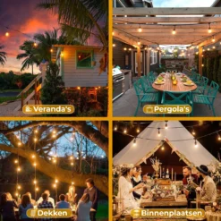 Homèlle Lichtsnoer - 15 LED - 15 Meter - Warm-wit - Tuinverlichting - Kerstverlichting - Buitenverlichting - Lichtslinger - Lampjes Slinger - Transparant -Tuinmeubelseries Winkel 1200x1200 1735