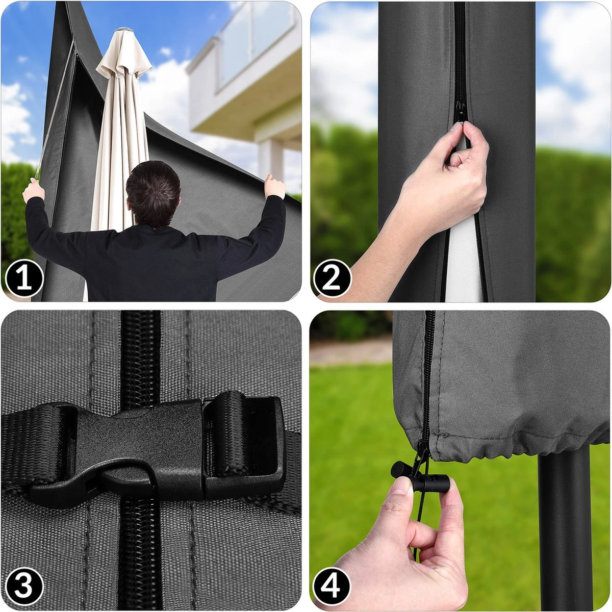 Kingsleeve Parasolhoes tot Ø 330cm - Weerbestendig Robuust - Grijs Kingsleeve Parasolhoes Tot Ø 330cm - Weerbestendig Robuust - Grijs -Tuinmeubelseries Winkel 1200x1200 175