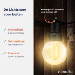 Novalits - Lichtsnoer Buiten & Binnen – Lichtslinger 16 Meter Met 25 LED's – Tuinverlichting Led - Sfeerverlichting - Prikkabel - Lampjes Slinger - Feestverlichting - Met Afstandsbediening & Dimfunctie - 4 Extra Leds -Tuinmeubelseries Winkel 1200x1200 1799