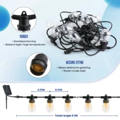 SHINE - Lichtsnoer - Lichtslinger Op Zonne-energie - Solar Led Prikkabel - Feestverlichting - Lampjes Slinger - Tuinverlichting - Vintage Basic Sfeerverlichting - 10 Meter En 12 Led Plug-In Lampen -Tuinmeubelseries Winkel 1200x1200 1848