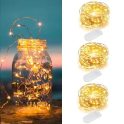 BOTC Lichtsnoer Binnen En Buiten - 3 Stuks - 2 Meter LED - Fairy Lights - Lampjes Slinger - Op Batterijen - Sfeerverlichting