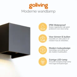 Goliving Lamp – Wandlamp Zwart Binnen En Buiten – Kubuslamp Industrieel – Buitenlamp - Waterdichte LED-verlichting - Energiezuinig En Roestvrij -Tuinmeubelseries Winkel 1200x1200 1920