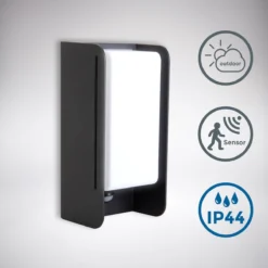 B.K.Licht - Buiten Wandlamp - Met Bewegingssensor - Voor Buiten - Netstroom - Metalen - Rechthoekige - Zwarte Wandlampen - Met 1 Lichtpunt - IP44 - Buitenverlichting - Buitenlamp - E27 Fitting - 25.5x12x10 Cm - Excl. Lichtbron -Tuinmeubelseries Winkel 1200x1200 1935