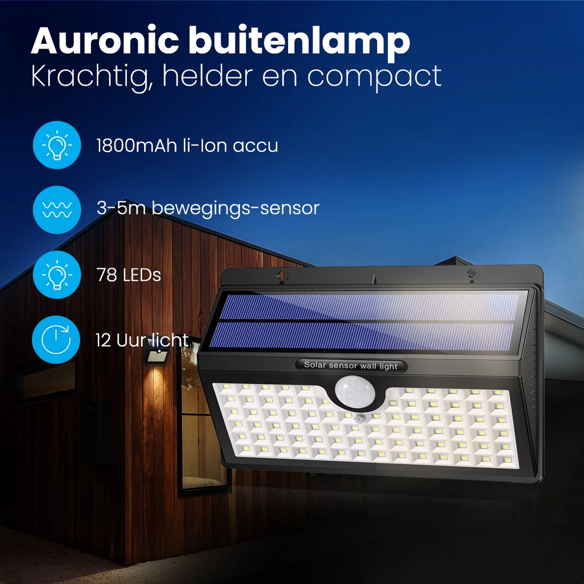Auronic Buitenlamp - Zonne-energie - 2 Stuks - Bewegingssensor - 78 LED's - Wandlamp - IP65 - Zwart Auronic Buitenlamp - Zonne-energie - 2 Stuks - Bewegingssensor - 78 LED's - Wandlamp - IP65 - Zwart -Tuinmeubelseries Winkel 1200x1200 1945