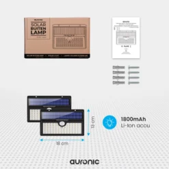 Auronic Buitenlamp - Zonne-energie - 2 Stuks - Bewegingssensor - 78 LED's - Wandlamp - IP65 - Zwart 4 Auronic Buitenlamp - Zonne-energie - 2 Stuks - Bewegingssensor - 78 LED's - Wandlamp - IP65 - Zwart -Tuinmeubelseries Winkel 1200x1200 1948