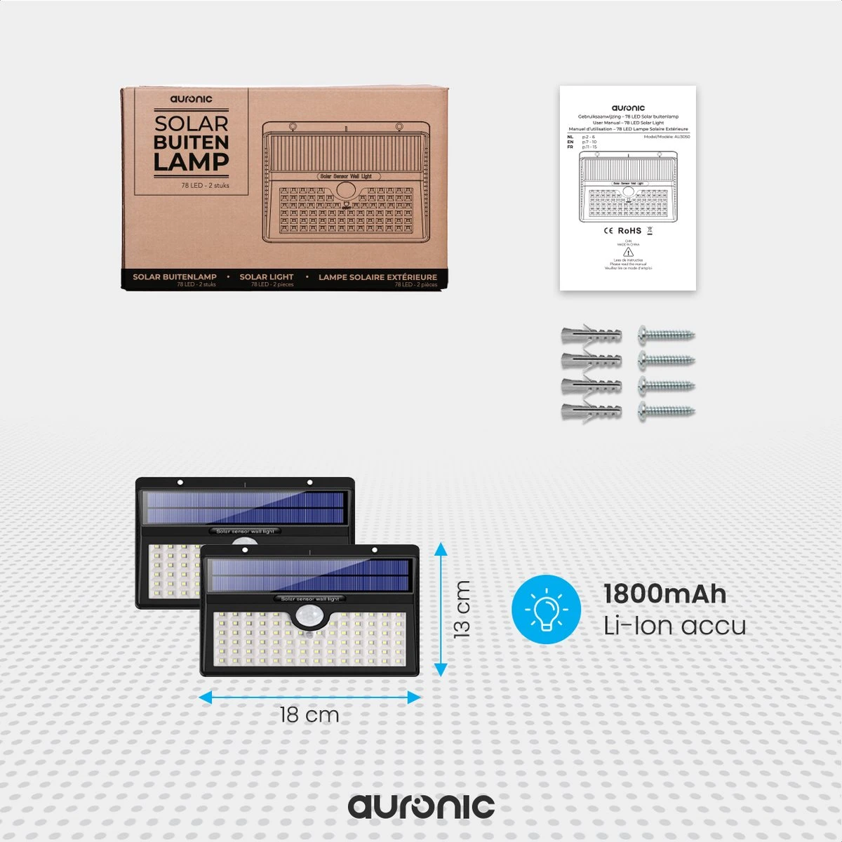 Auronic Buitenlamp - Zonne-energie - 2 Stuks - Bewegingssensor - 78 LED's - Wandlamp - IP65 - Zwart Auronic Buitenlamp - Zonne-energie - 2 Stuks - Bewegingssensor - 78 LED's - Wandlamp - IP65 - Zwart -Tuinmeubelseries Winkel 1200x1200 1948