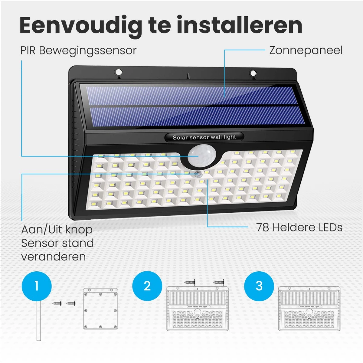 Auronic Buitenlamp - Zonne-energie - 2 Stuks - Bewegingssensor - 78 LED's - Wandlamp - IP65 - Zwart Auronic Buitenlamp - Zonne-energie - 2 Stuks - Bewegingssensor - 78 LED's - Wandlamp - IP65 - Zwart -Tuinmeubelseries Winkel 1200x1200 1951