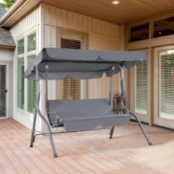 Merkloos Casaria Hollywood Schommel - Antraciet - Incl. Zonnekap -Tuinmeubelseries Winkel 1200x1200 201