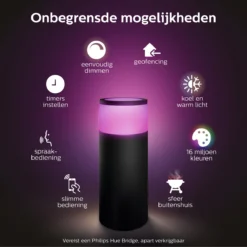 Philips Hue Calla Sokkellamp - Wit En Gekleurd Licht - Zwart - Laag - Laagspanning - Uitbreiding -Tuinmeubelseries Winkel 1200x1200 2067