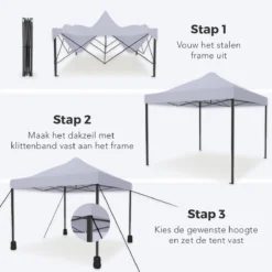 LifeGoods Partytent - 3x3 M - Easy Up - Opvouwbaar - Waterdicht - Draagtas Met Wieltjes - Donkergrijs -Tuinmeubelseries Winkel 1200x1200 21