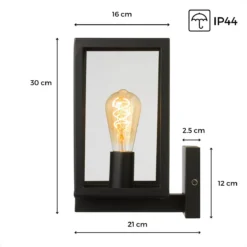 DMQ Buitenlamp Boston - Lantaarn Zwart IP44 - Voordeur - Wand / Hanglamp -Tuinmeubelseries Winkel 1200x1200 2287