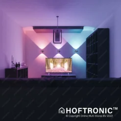Hoftronic Smart Cupo - LED Wandlamp Up & Down Smart - RGBWW 16,5 Miljoen Kleuren - 6 Watt 600 Lumen - Zwart - Gevellamp Met Music Sync - IP54 Waterdicht - Geschikt Als Wandlamp Buiten, Wandlamp Badkamer En Wandlamp Binnen - 3 Jaar Garantie -Tuinmeubelseries Winkel 1200x1200 2290