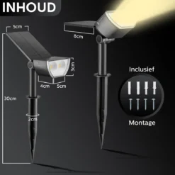 Happy Goods - Solar Prikspot - Buitenlampen - Tuinsteker - Buiten - Solar - Tuinverlichting - Lampen - Buiten Verlichting - Tuinlantaarn - Padverlichting - Zonne-energie - Warm White - Prikspot - Zomer - Duurzaam -Tuinmeubelseries Winkel 1200x1200 2336