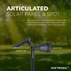 2x HOFTRONIC Bend - Solar Tuinspot - Zwart - IP65 Waterdicht - Prikspot - 2 Lichtstanden - Tot 9 Uur Brandtijd - Kantelbaar Monokristal Zonnepaneel - 3000K Warm Wit (sfeervol) - Solar Tuinverlichting Zonne Energie -Tuinmeubelseries Winkel 1200x1200 2361