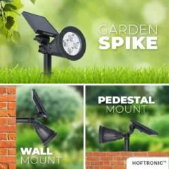 2x HOFTRONIC Bend - Solar Tuinspot - Zwart - IP65 Waterdicht - Prikspot - 2 Lichtstanden - Tot 9 Uur Brandtijd - Kantelbaar Monokristal Zonnepaneel - 3000K Warm Wit (sfeervol) - Solar Tuinverlichting Zonne Energie -Tuinmeubelseries Winkel 1200x1200 2364