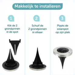 ForDig Solar Grondspots (4 Stuks) - RVS Grond Spots Op Zonne-energie Met 16 LED Spotjes - 10 Uur Buiten Verlichting In Tuin - IP65 Waterdicht - Tuinverlichting Lamp - Buitenverlichting Tuinlamp -Tuinmeubelseries Winkel 1200x1200 2454