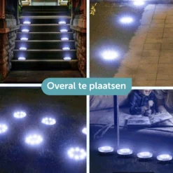 ForDig Solar Grondspots (4 Stuks) - RVS Grond Spots Op Zonne-energie Met 16 LED Spotjes - 10 Uur Buiten Verlichting In Tuin - IP65 Waterdicht - Tuinverlichting Lamp - Buitenverlichting Tuinlamp -Tuinmeubelseries Winkel 1200x1200 2456