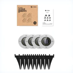 ForDig Solar Grondspots (4 Stuks) - RVS Grond Spots Op Zonne-energie Met 16 LED Spotjes - 10 Uur Buiten Verlichting In Tuin - IP65 Waterdicht - Tuinverlichting Lamp - Buitenverlichting Tuinlamp -Tuinmeubelseries Winkel 1200x1200 2458