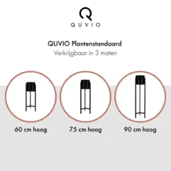 QUVIO Plantenstandaard Binnen - Inclusief Pot - Staande Plantenbak - Metaal - Bloempot - 22 X 22 X 60 Cm - Zwart -Tuinmeubelseries Winkel 1200x1200 2499