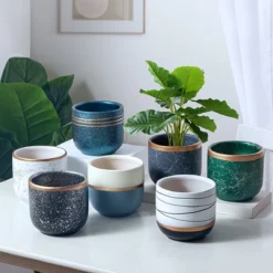 Bloempotten Binnen - Keramiek - Gouden Rand - Bloempot Buiten - Afvoergat 24 Cm - Wit Zwart – Groot -Tuinmeubelseries Winkel 1200x1200 2516