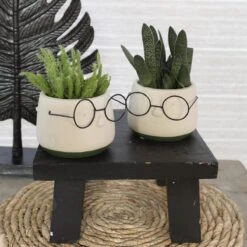2x Bloempot Met Gezicht - Ø8 X H6,5 Cm - Bloempotten Voor Binnen Met Bril/Face/Hoofd -Tuinmeubelseries Winkel 1200x1200 2548