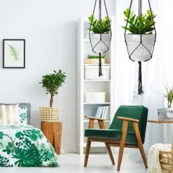 9 Stuks Zwart Macrame Plantenhangers - Boho Handgeweven Katoen Hangpot Voor Binnen/Buiten - Hangende Bloempot Met Kralen - Macramé Touw/Koord Hangplant Houder - Bohemian Wandhanger Decoratie - Plant Hanger - Verticale Tuin Bloempothouder Planthanger -Tuinmeubelseries Winkel 1200x1200 2576