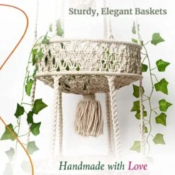 Macramé 3-Laags Hangende Fruitmand - Bohemian Mand Plantenhanger - Handgemaakt Katoen Touw Fruitschaal Hangmand - Boho Ophangbaar Etagere - Decoratieve Fruit Schaal/Basket - Opbergmand Organizer - Keuken/Balkon Decoratie - Hangpot Voor Binnen/Buiten -Tuinmeubelseries Winkel 1200x1200 2581
