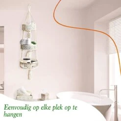 Macramé 3-Laags Hangende Fruitmand - Bohemian Mand Plantenhanger - Handgemaakt Katoen Touw Fruitschaal Hangmand - Boho Ophangbaar Etagere - Decoratieve Fruit Schaal/Basket - Opbergmand Organizer - Keuken/Balkon Decoratie - Hangpot Voor Binnen/Buiten -Tuinmeubelseries Winkel 1200x1200 2582