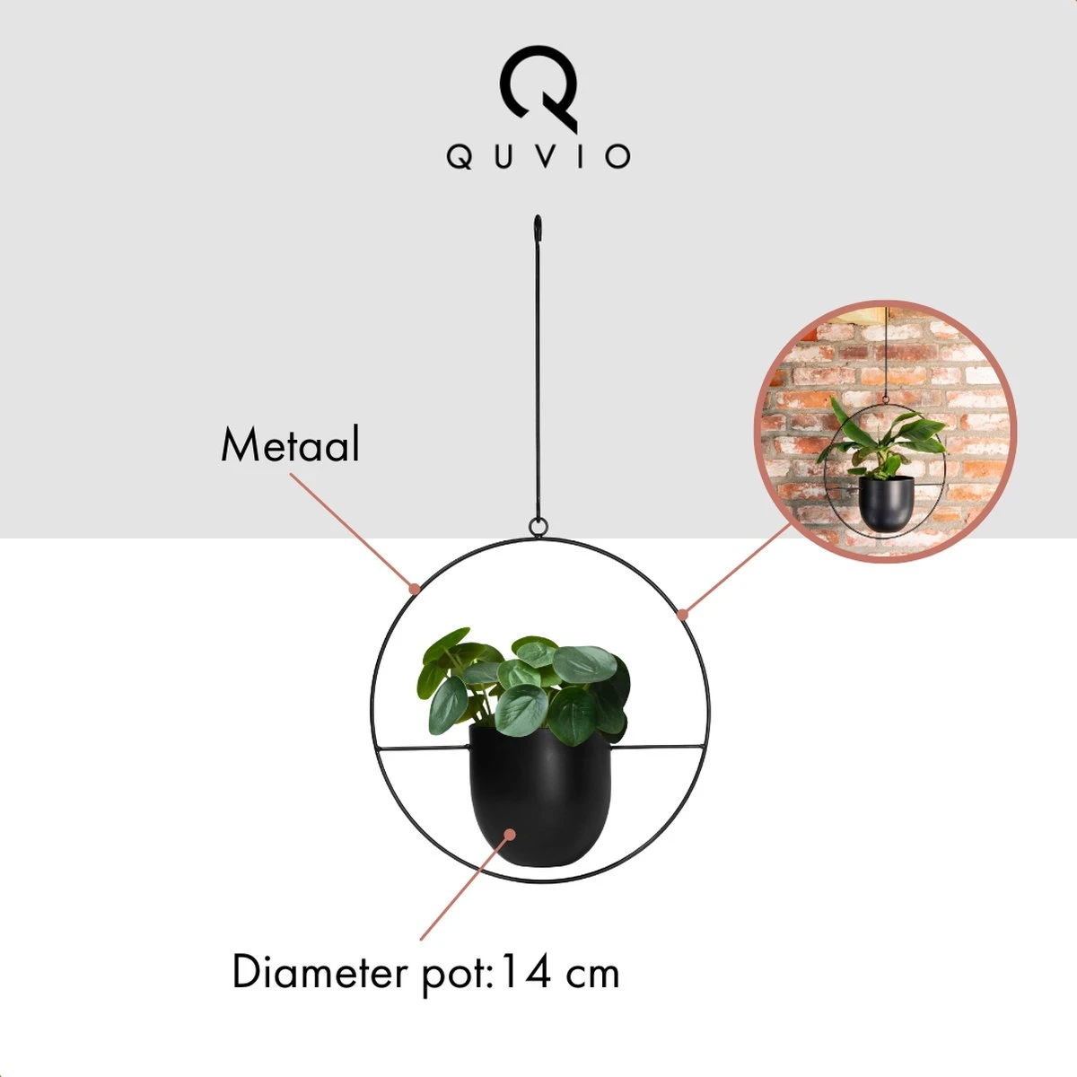 QUVIO Bloempot hangend / Bloempotten voor binnen / Bloempotten / Bloempot binnen / Bloempot met ophanghaak - Metaal QUVIO Bloempot Hangend / Bloempotten Voor Binnen / Bloempotten / Bloempot Binnen / Bloempot Met Ophanghaak - Metaal -Tuinmeubelseries Winkel 1200x1200 2597
