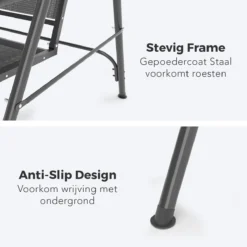 LifeGoods Schommelbank - 3-zits - Tot 250KG - Kantelbaar Dak - UV-bestendig Zonnescherm - 172x104x162cm - Grijs -Tuinmeubelseries Winkel 1200x1200 260