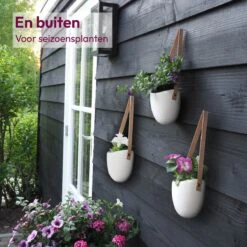 Gadgy Plantenhanger Keramiek - Set Van 3 - Hangpot Van Wit Steen - Hangende Bloempot Plantenpot - Met 3 Verschillende Koorden - 12x11x9.5CM -Tuinmeubelseries Winkel 1200x1200 2615