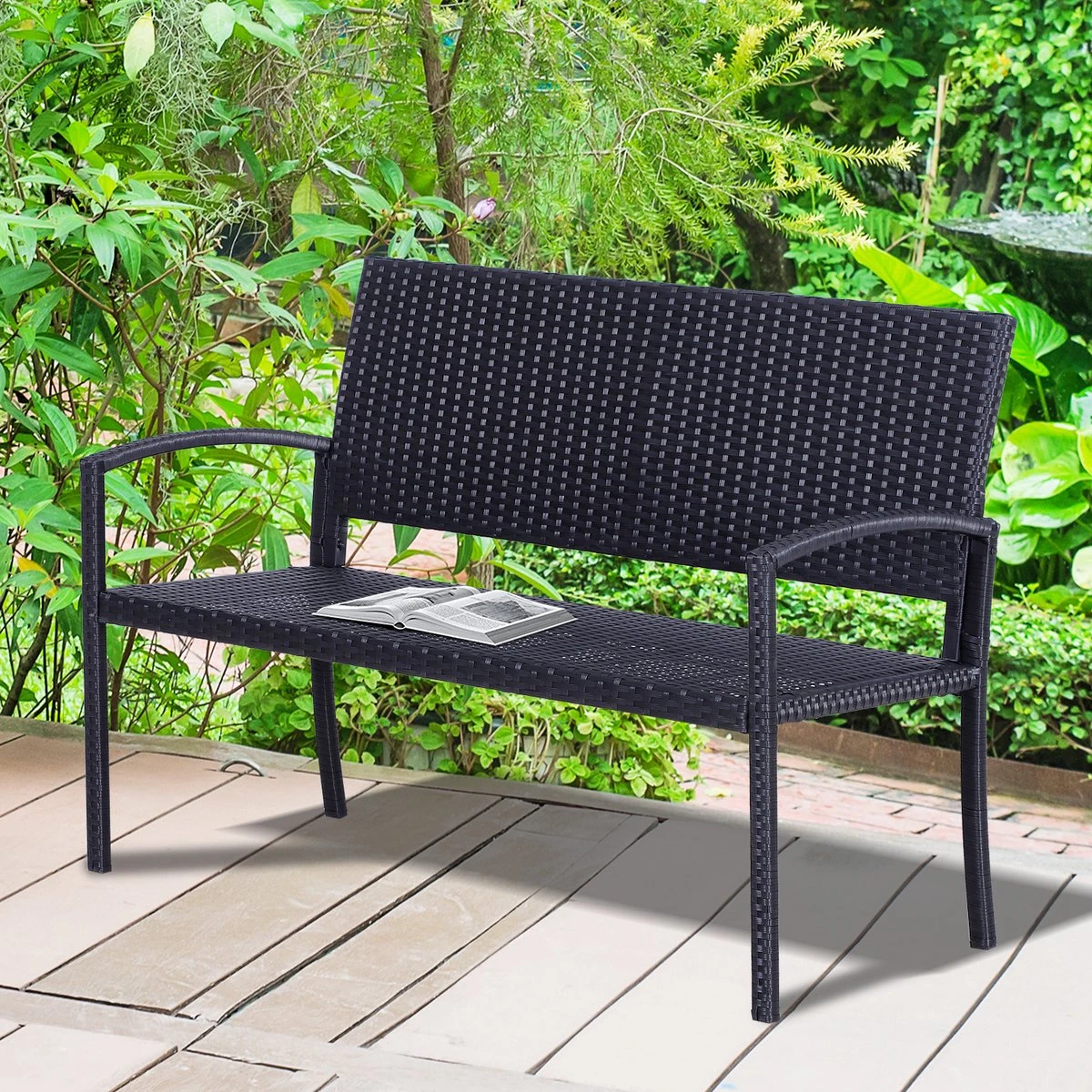 Outsunny Polyrotan tuinbank 2-zits parkbank bank staal zwart 867-022 Outsunny Polyrotan Tuinbank 2-zits Parkbank Bank Staal Zwart 867-022 -Tuinmeubelseries Winkel 1200x1200 270