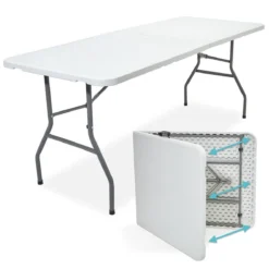 LifeGoods Klaptafel - Inklapbaar - 70x180cm - Verstelbare Vouwtafel - Weerbestendig - Wit