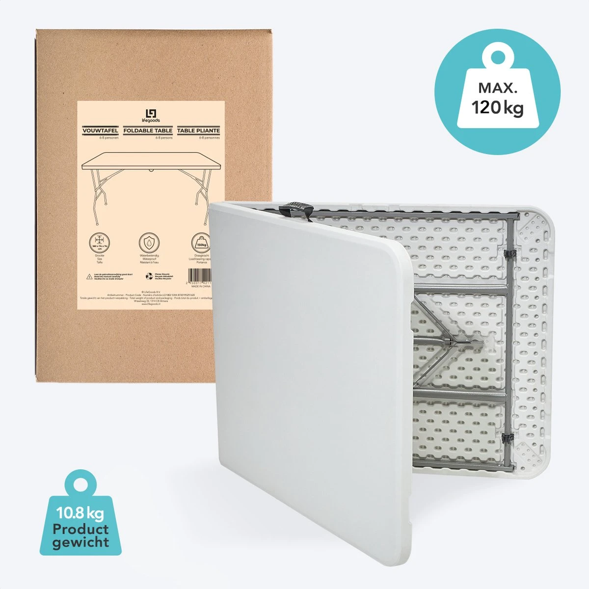 LifeGoods Klaptafel - Inklapbaar - 70x180cm - Verstelbare Vouwtafel - Weerbestendig - Wit LifeGoods Klaptafel - Inklapbaar - 70x180cm - Verstelbare Vouwtafel - Weerbestendig - Wit -Tuinmeubelseries Winkel 1200x1200 31