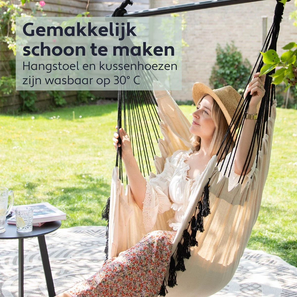 Vita5 XXL Hangstoel | Binnen&Buiten Hangnest | Incl. 2 Kussens en Boekenvak | Volwassenen&Kinderen | Hangmatstoel tot 225kg | Beige Vita5 XXL Hangstoel | Binnen&Buiten Hangnest | Incl. 2 Kussens En Boekenvak | Volwassenen&Kinderen | Hangmatstoel Tot 225kg | Beige -Tuinmeubelseries Winkel 1200x1200 340