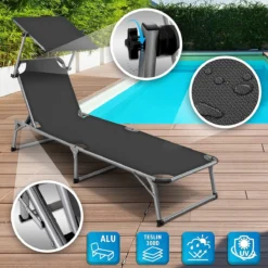 Sens Design Zonnebed - Ligbed Inklapbaar Met Zonneklep - Grijs -Tuinmeubelseries Winkel 1200x1200 357