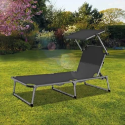 Sens Design Zonnebed - Ligbed Inklapbaar Met Zonneklep - Grijs -Tuinmeubelseries Winkel 1200x1200 358