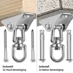 Ophangsysteem - Plafondhaak RVS - Ophanghaak TRX - Hangstoel Buiten - Hangstoel Binnen – Schommelstoel - Schommel - Bokszakken - RVS - 300kg -Tuinmeubelseries Winkel 1200x1200 363