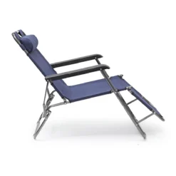 Relaxdays Ligstoel Inklapbaar - Ligbed Met Hoofdsteun - Strandstoel Verstelbaar - Camping - Donkerblauwe -Tuinmeubelseries Winkel 1200x1200 420