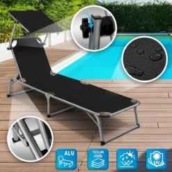 Sens Design Zonnebed - Ligbed Inklapbaar Met Zonneklep - Zwart -Tuinmeubelseries Winkel 1200x1200 439