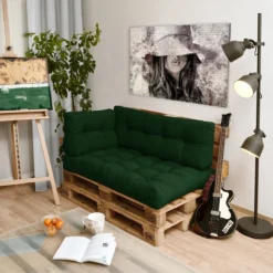 Beautissu Style – Palletkussen Set – 1x Zitkussen 120x80 Cm & 1x Rugkussen 120x40 Cm – Donker Groen -Tuinmeubelseries Winkel 1200x1200 45