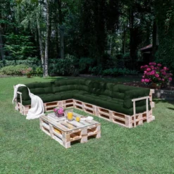 Beautissu Style – Palletkussen Set – 1x Zitkussen 120x80 Cm & 1x Rugkussen 120x40 Cm – Donker Groen -Tuinmeubelseries Winkel 1200x1200 46