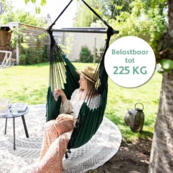 Vita5 XXL Hangstoel | Binnen&Buiten Hangnest | Incl. 2 Kussens En Boekenvak | Volwassenen&Kinderen | Hangmatstoel Tot 225kg | Donkergroen 4 Vita5 XXL Hangstoel | Binnen&Buiten Hangnest | Incl. 2 Kussens En Boekenvak | Volwassenen&Kinderen | Hangmatstoel Tot 225kg | Donkergroen -Tuinmeubelseries Winkel 1200x1200 480