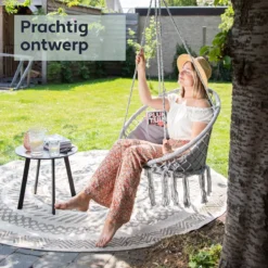 Vita5 Macramé Hangstoel - Voor Binnen En Buiten - Zonder Standaard - Incl. Kussen, Boekenvak En Beschermhoes - Tot 150kg - Grijs 3 Vita5 Macramé Hangstoel - Voor Binnen En Buiten - Zonder Standaard - Incl. Kussen, Boekenvak En Beschermhoes - Tot 150kg - Grijs -Tuinmeubelseries Winkel 1200x1200 492