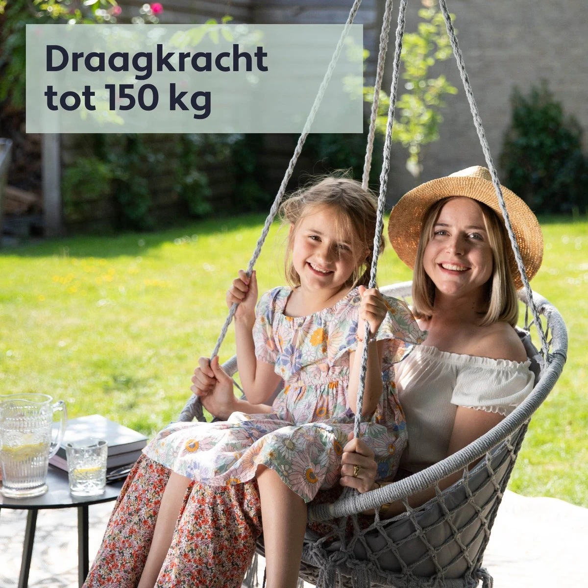Vita5 Macramé Hangstoel - Voor Binnen en Buiten - Zonder Standaard - Incl. Kussen, Boekenvak en Beschermhoes - Tot 150kg - Grijs Vita5 Macramé Hangstoel - Voor Binnen En Buiten - Zonder Standaard - Incl. Kussen, Boekenvak En Beschermhoes - Tot 150kg - Grijs -Tuinmeubelseries Winkel 1200x1200 493